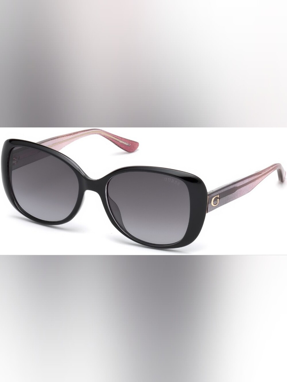 Guess Women's Black Frame Sunglasses with Pink Gradient Temples
